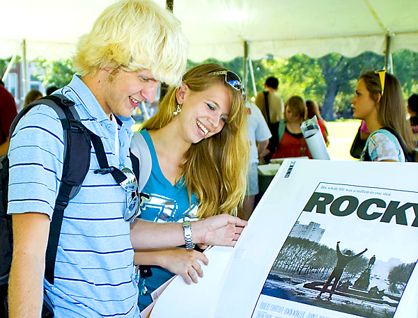 Students browse posters on first day