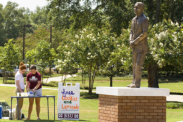 Sonny Montgomery statue looks on