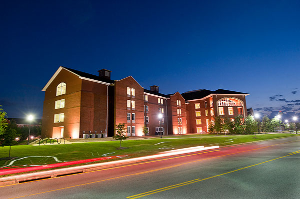 Griffis Hall at dusk