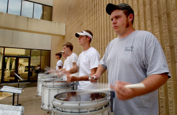 Snare drummers practice