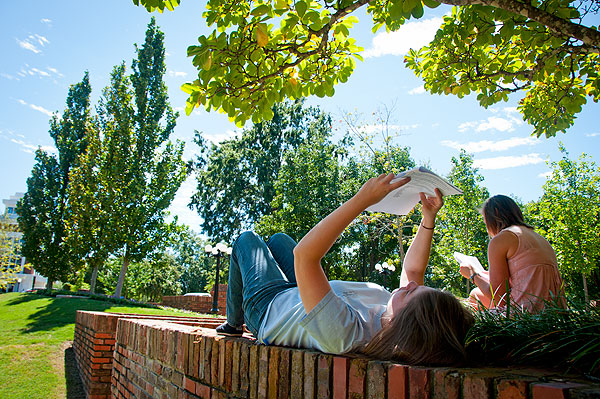 Students studying at Chapel