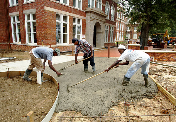 Pouring concrete for McCain renovation