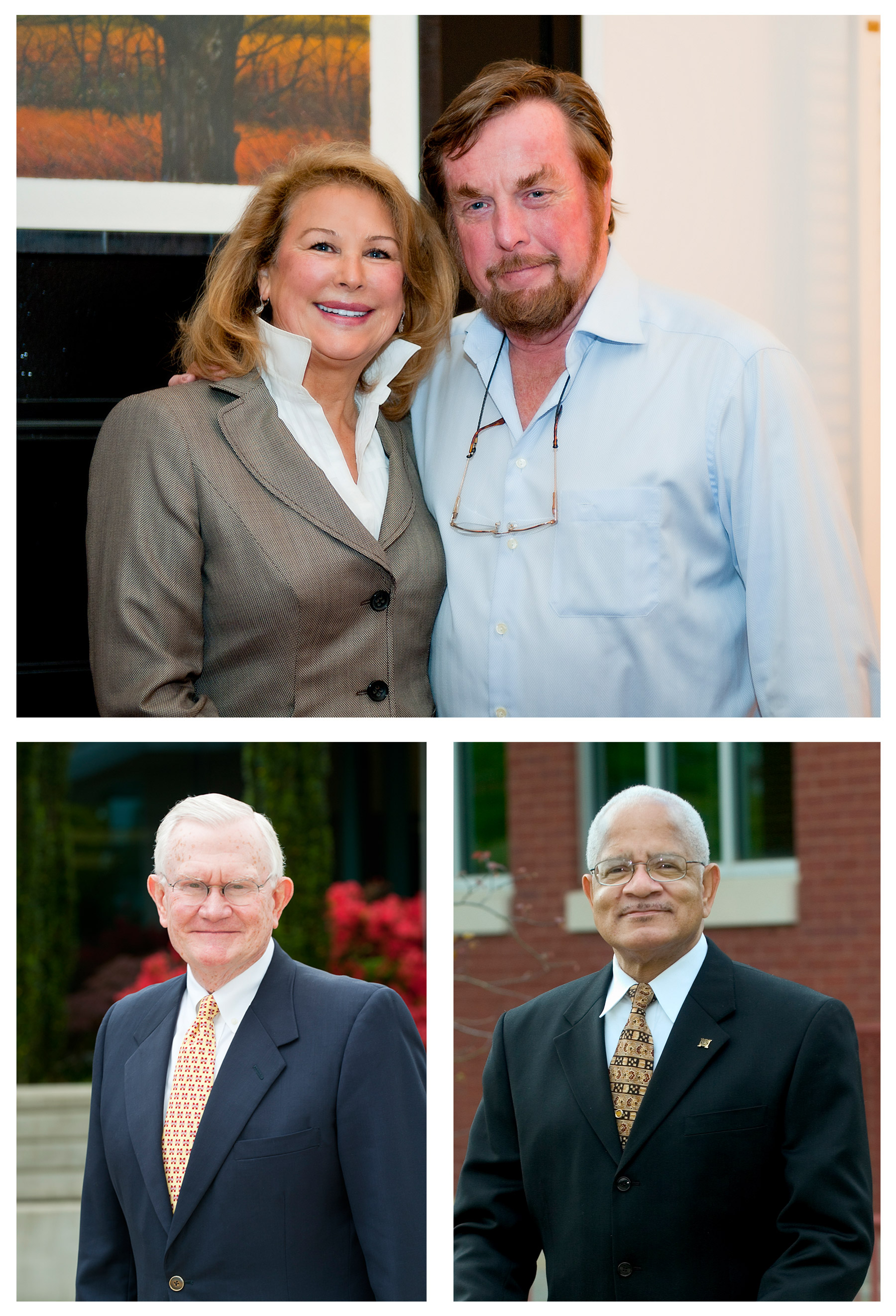 Top, Mary and Hartley Peavey; bottom left, Earnie Deavenport; bottom right, Dr. Richard Holmes