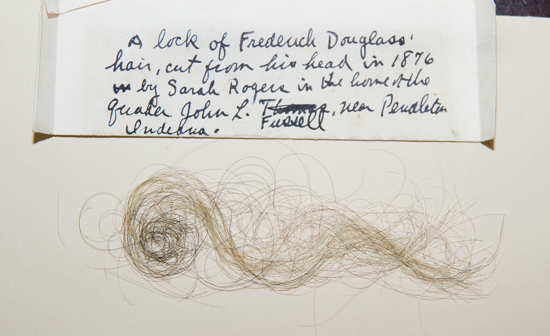 MSU archivists are identifying this as a lock of hair from abolitionist Frederick Douglass. 