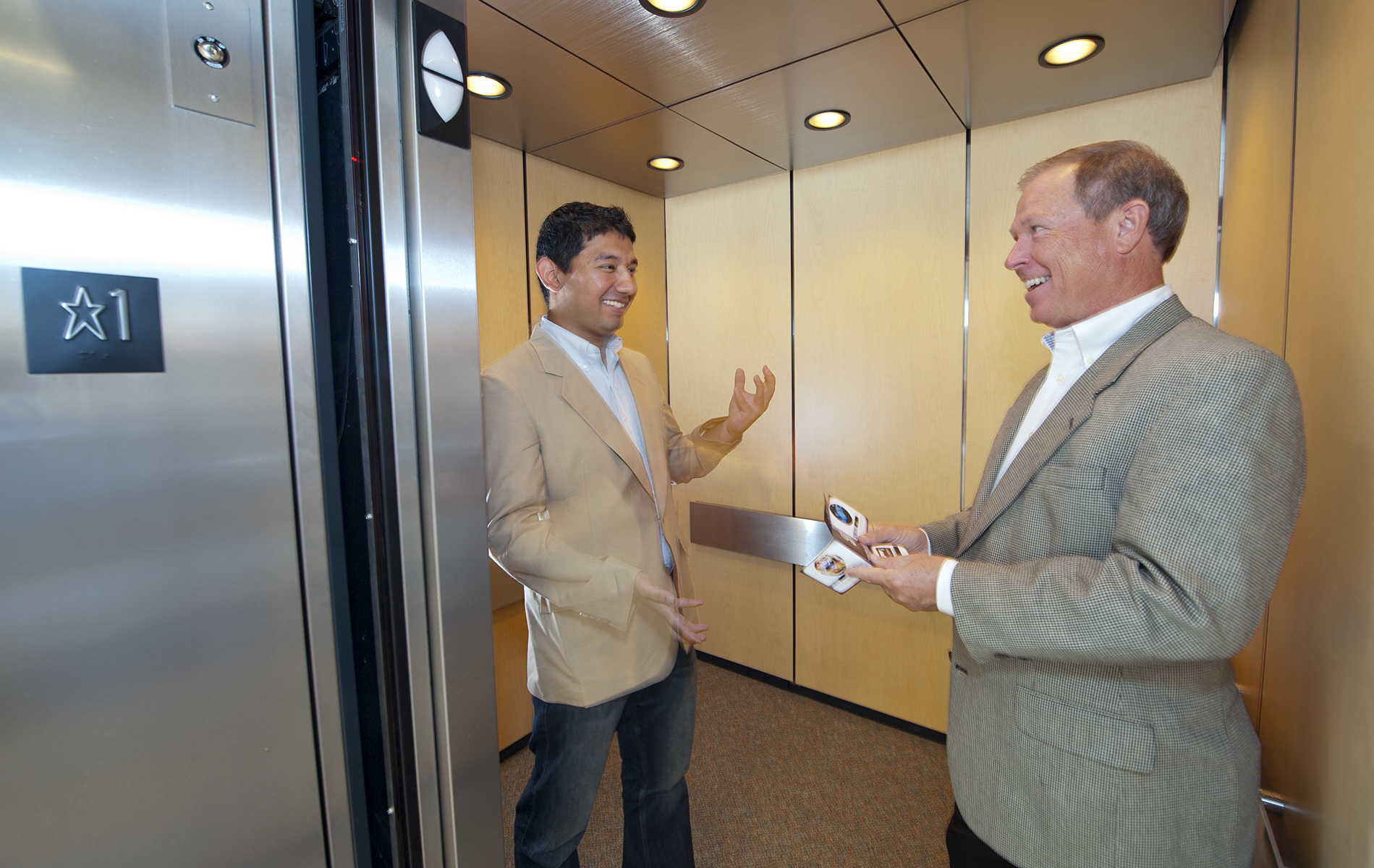 MBA graduate Jesus J. Valdez (l), with Gerald Nelson, director of MSU's Office of Entrepreneurship and Technology Transfer. 