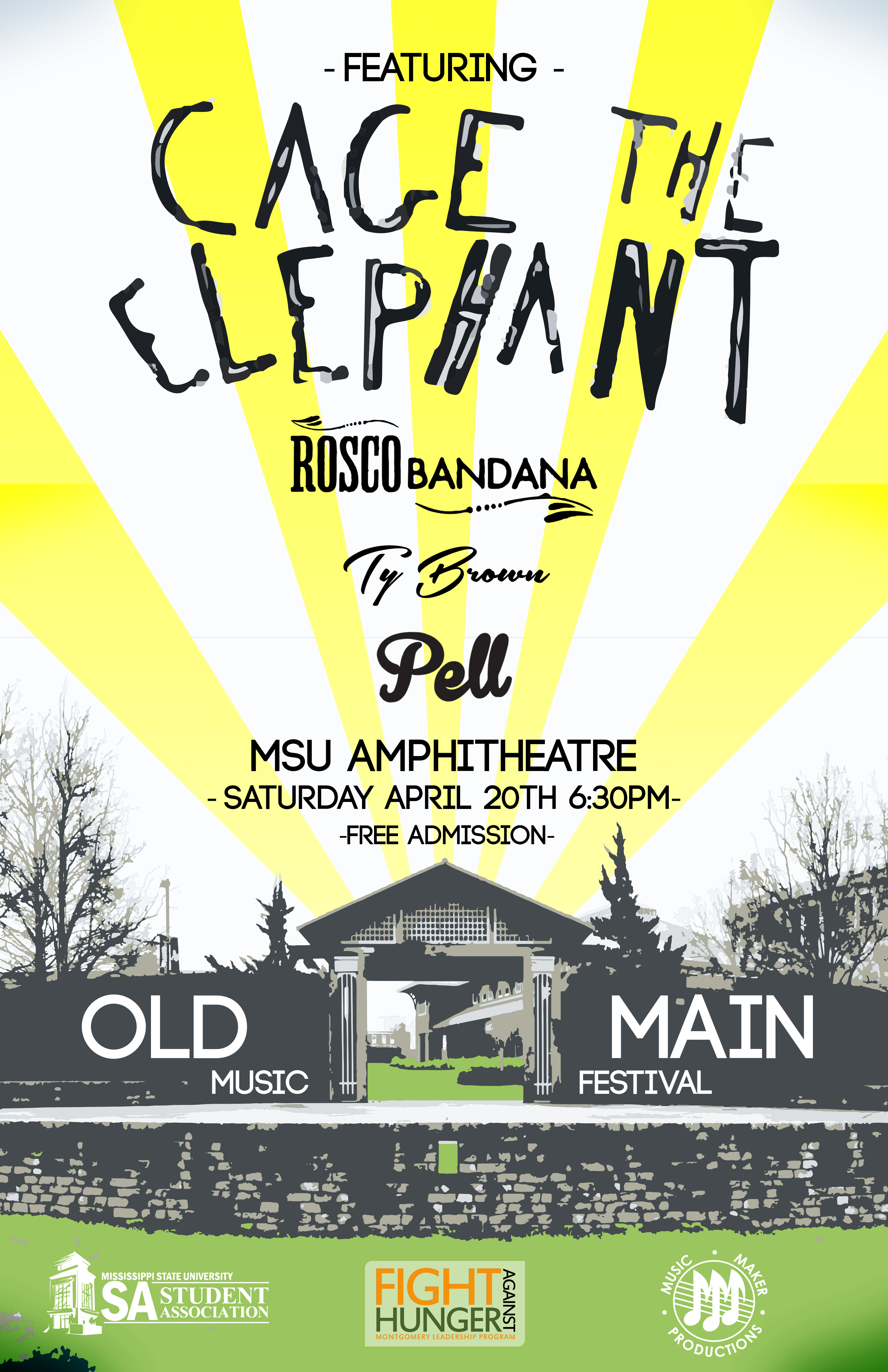 Cage the Elephant, Ty Brown, Rosco Bandana, Pell to perform at Old Main Music Festival