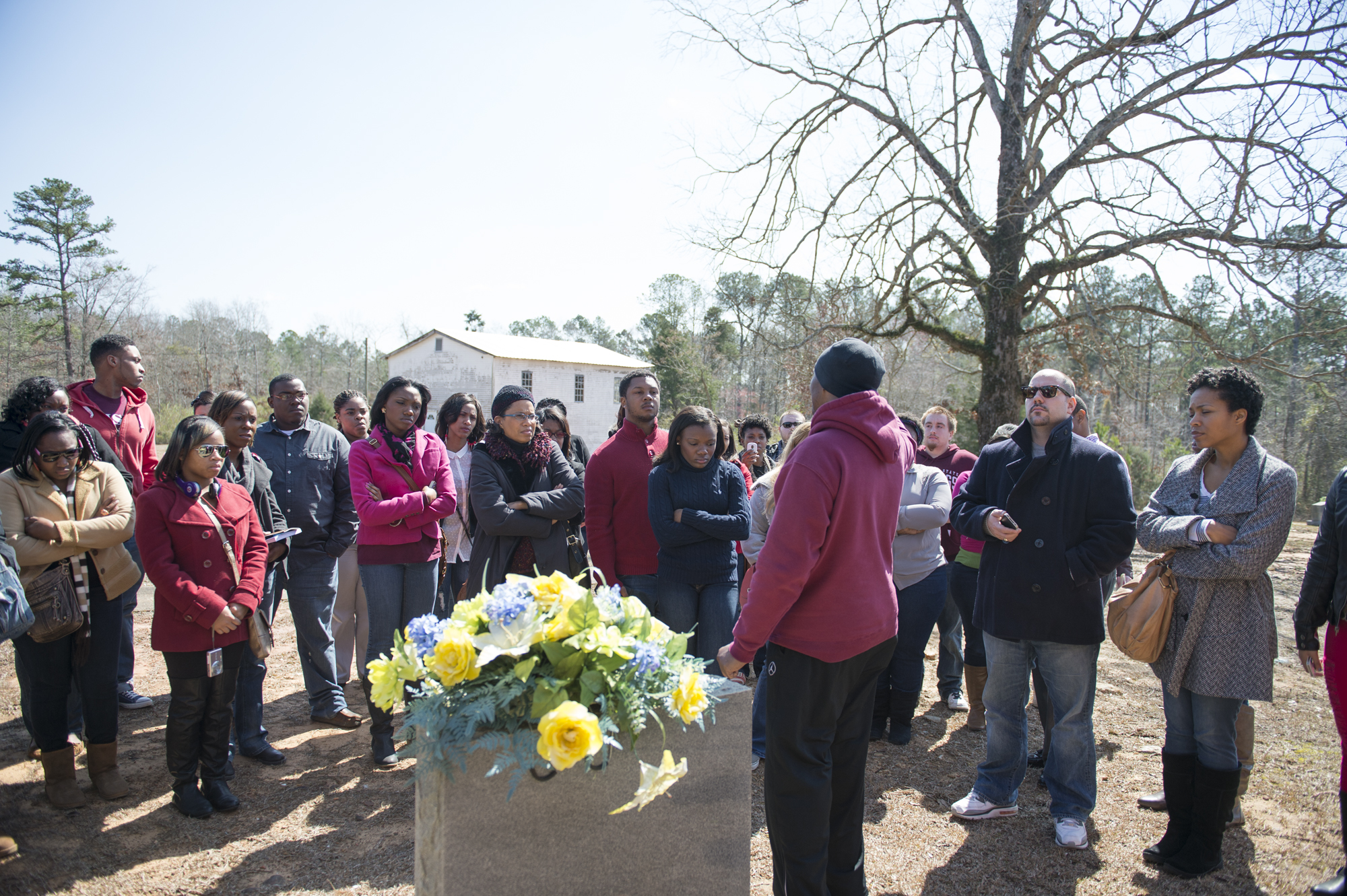 Mississippi State University students visited Philadelphia as part of the Civil Rights Tour, sponsored by the African-American Studies program. The group visited Mt. Zion Methodist Church, the same church-site where three civil rights workers -- James Chaney, Andrew Goodman and Michael Schwerner -- visited after it burned down in 1964.