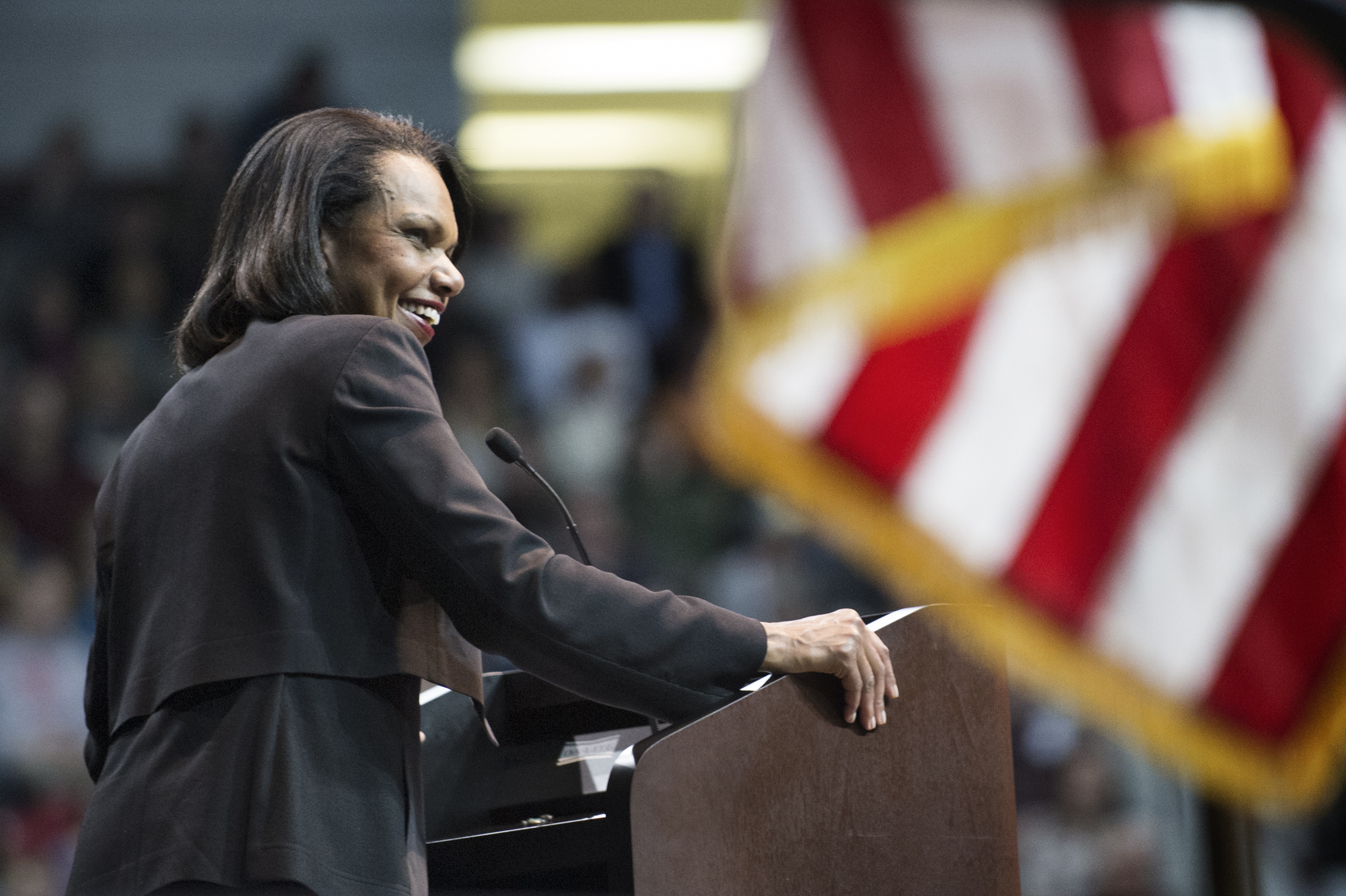 Former U.S. Secretary of State Condoleezza Rice spoke to more than 4,000 at MSU's Humphrey Coliseum Tuesday night.