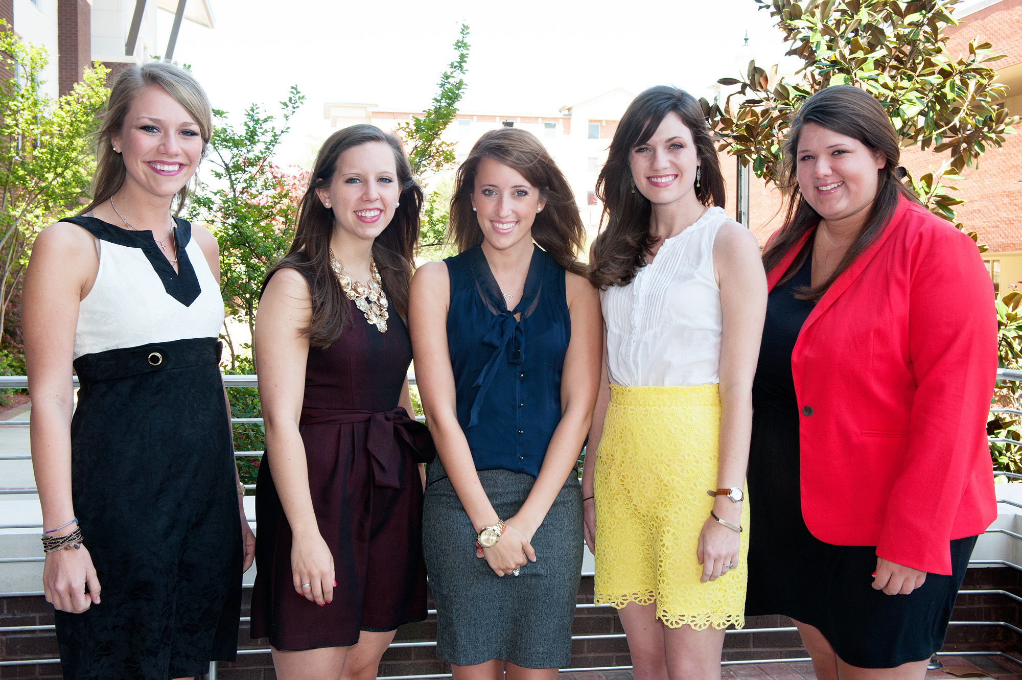 MSU DeFore Scholars for 2013 include (l-r) Joanna Sudduth of Olive Branch, Gwen May of Hattiesburg, Kaitlyn Byrne of Senatobia, Alicia Dalee of Huntsville, Ala., and Rayne Sullivan of Brandon.