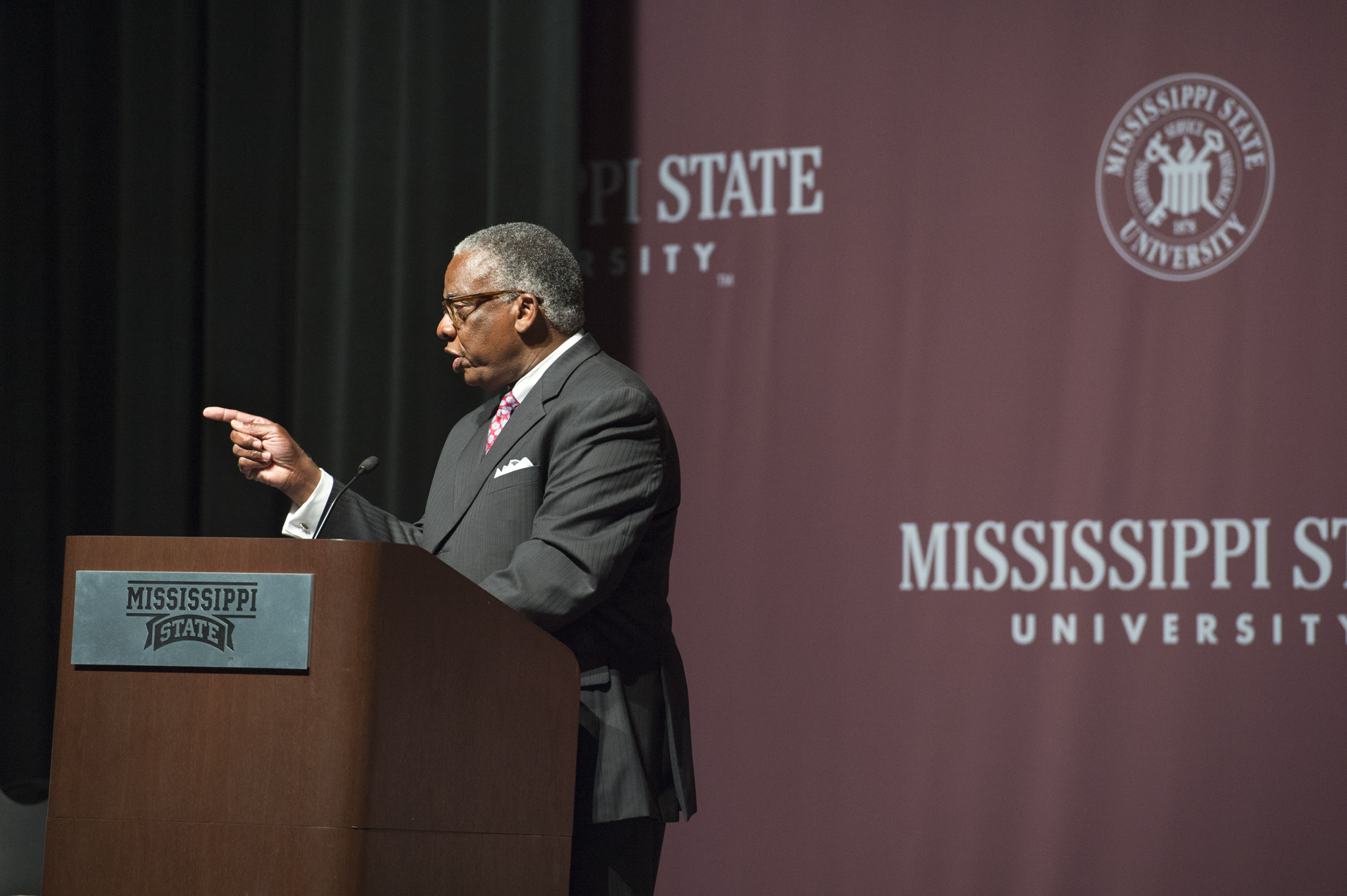 Rep. George Flaggs Jr. of Vicksburg addresses more than 380 Boys State participants at Mississippi State University Tuesday.