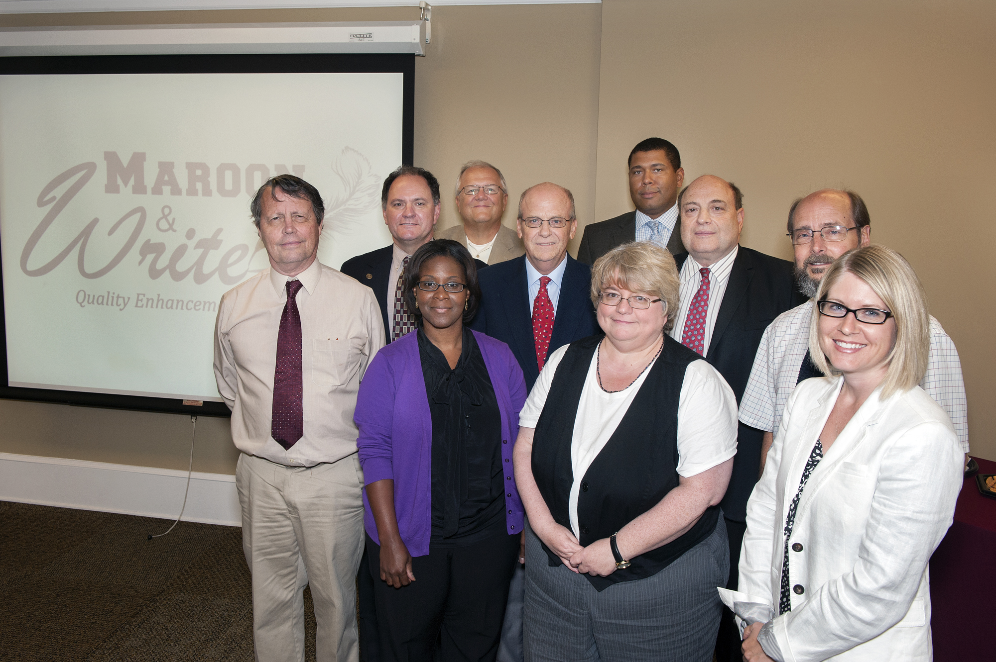 Mississippi State University recently concluded the Maroon Institute for Writing Excellence, with 10 faculty members having learned how to apply writing-to-learn strategies in their courses. The initiative is part of the university's quality enhancement plan. In front from left are Latoya Bogard, Deborah Lee and Jaime Larson; in back from left are Matthew Little, Robert Moore, Michael Brown, Rick Noffsinger, Donald Shaffer, Stephen Grado and Rich Raymond.