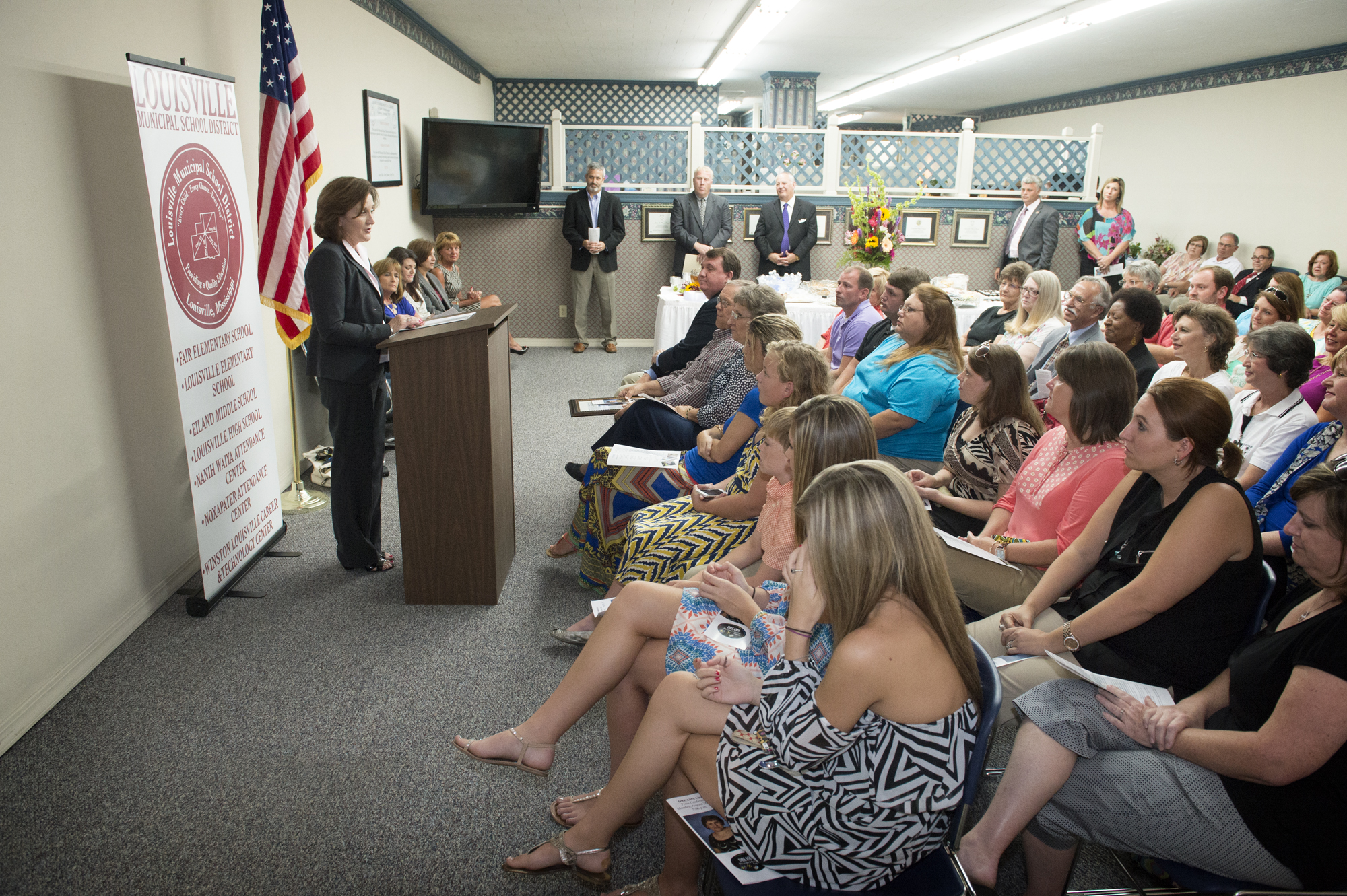 Teresa Jayroe, associate dean of MSU's College of Education, joined other university officials, Louisville Municipal School District administrators, and city officials in announcing a nearly $2 million Mississippi Department of Education grant that will benefit LMSD at-risk students in kindergarten-fourth grade. The project, titled "Dillard's Reading, Enrichment, Arts, Mathematics and Science After-school and Summer Tutorial Enrichment Program" or DREAMS, is named after the late Susan Gregory Dillard, a longtime LMSD teacher.  