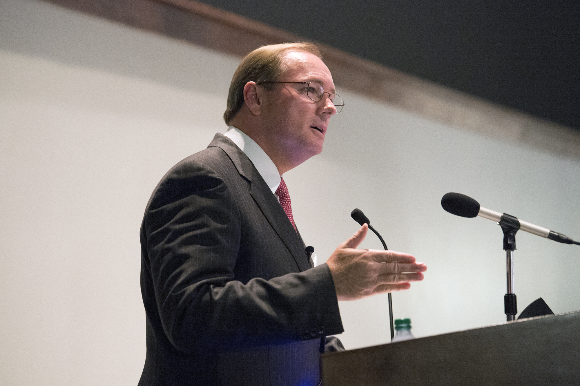 MSU President Mark E. Keenum conveyed optimism to faculty during his address Wednesday [Sept. 11].