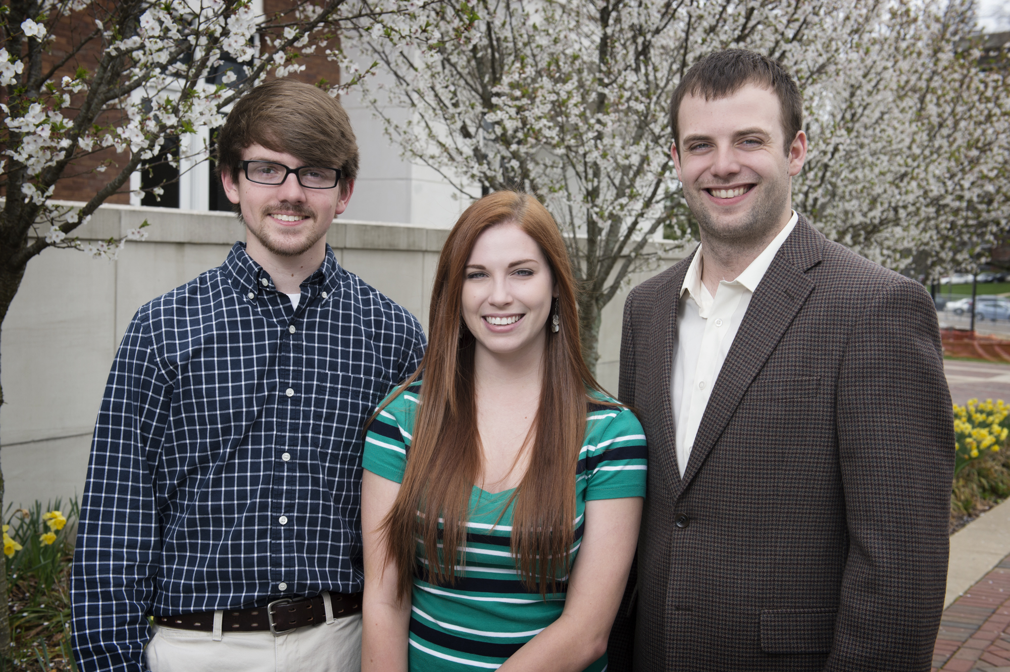 Students receiving honorable mention awards in the national Barry M. Goldwater Scholarship and Excellence in Education Program are, from left, Cameron Clarke, Shannon Kate Thompson and Matthew Blair.