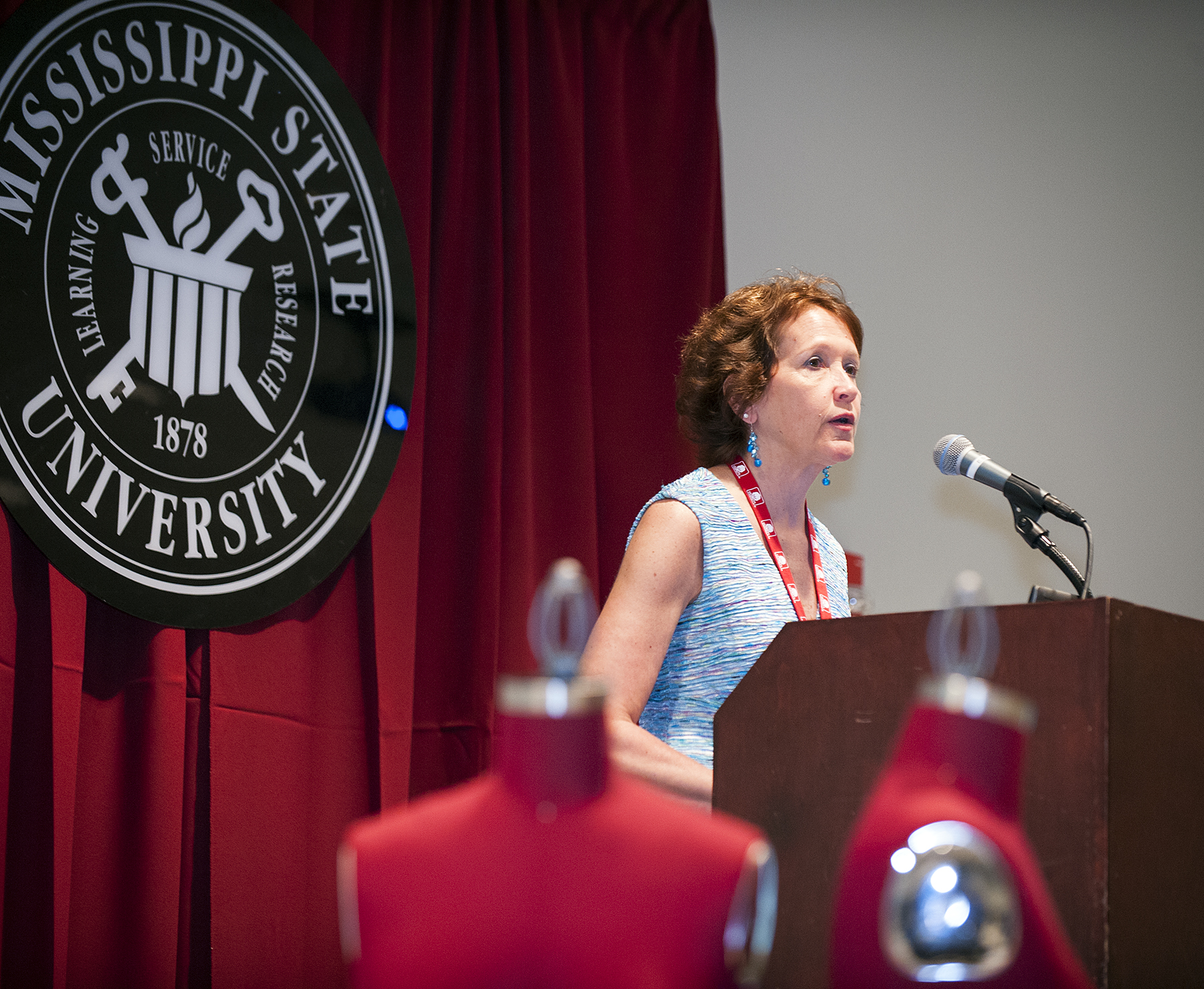 Maria D'Andrea, supervisory international trade specialist with the U.S. Department of Commerce's Office of Textiles and Apparel, presented the keynote speech at Mississippi State's Cotton Summit on Wednesday.