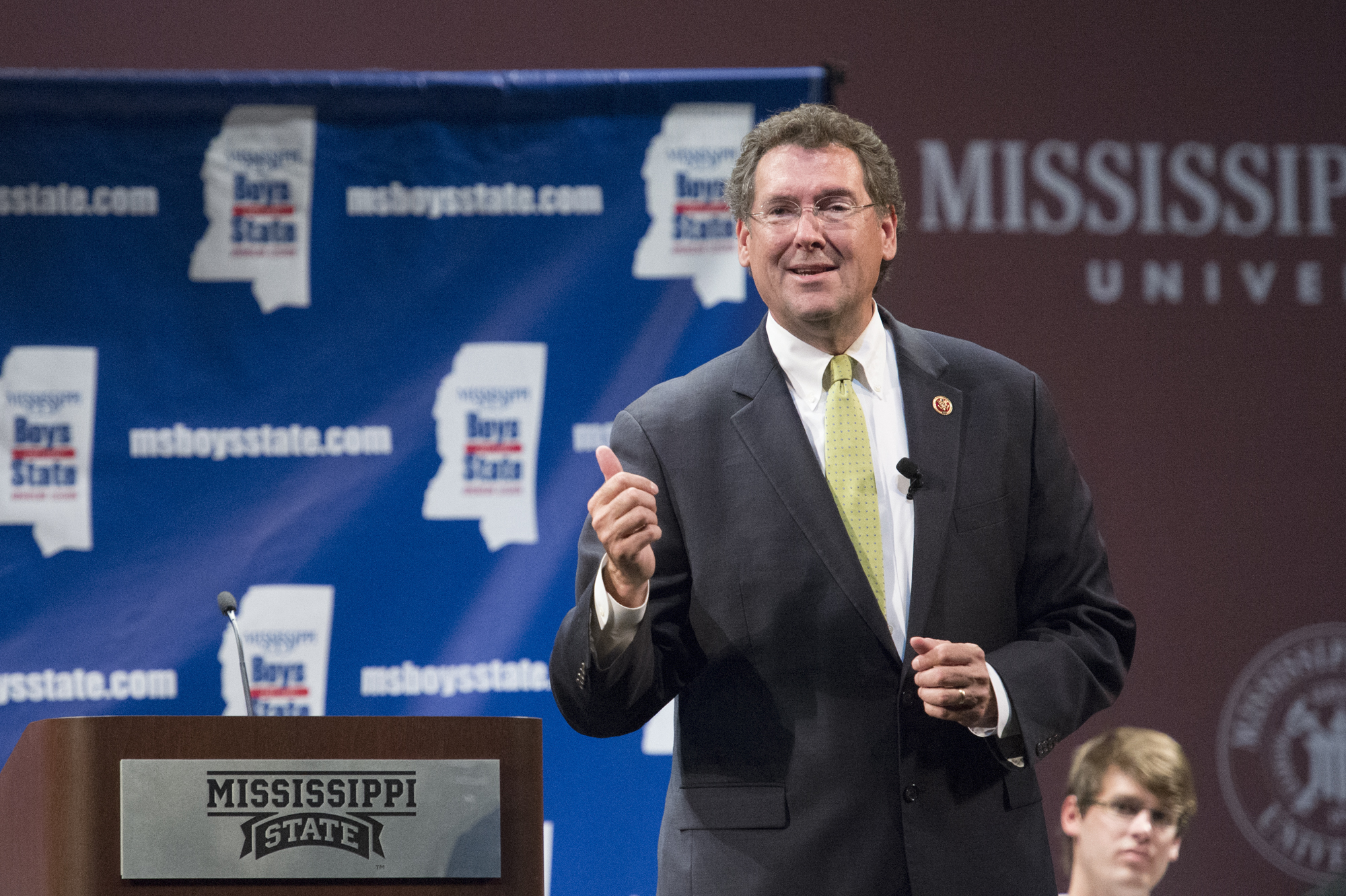 Third District Congressman Gregg Harper speaks at Mississippi State on Memorial Day [May 26] to share his leadership experiences with more than 380 rising high school seniors on campus for Boys State. 