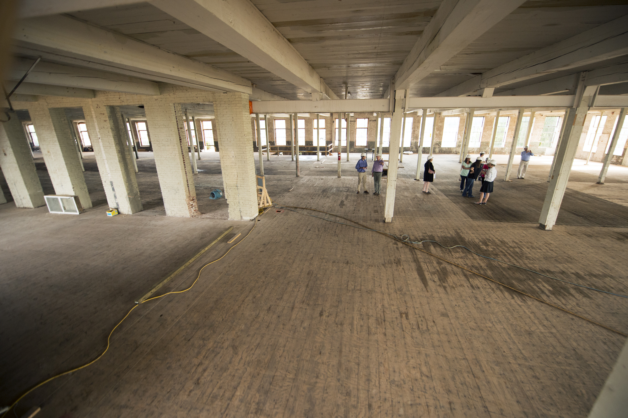 Developer Mark Castleberry led a Thursday morning tour of The Mill at Mississippi State University for staff in MSU's Office of Research and Economic Development. The $40-million project is slated for completion in about a year.