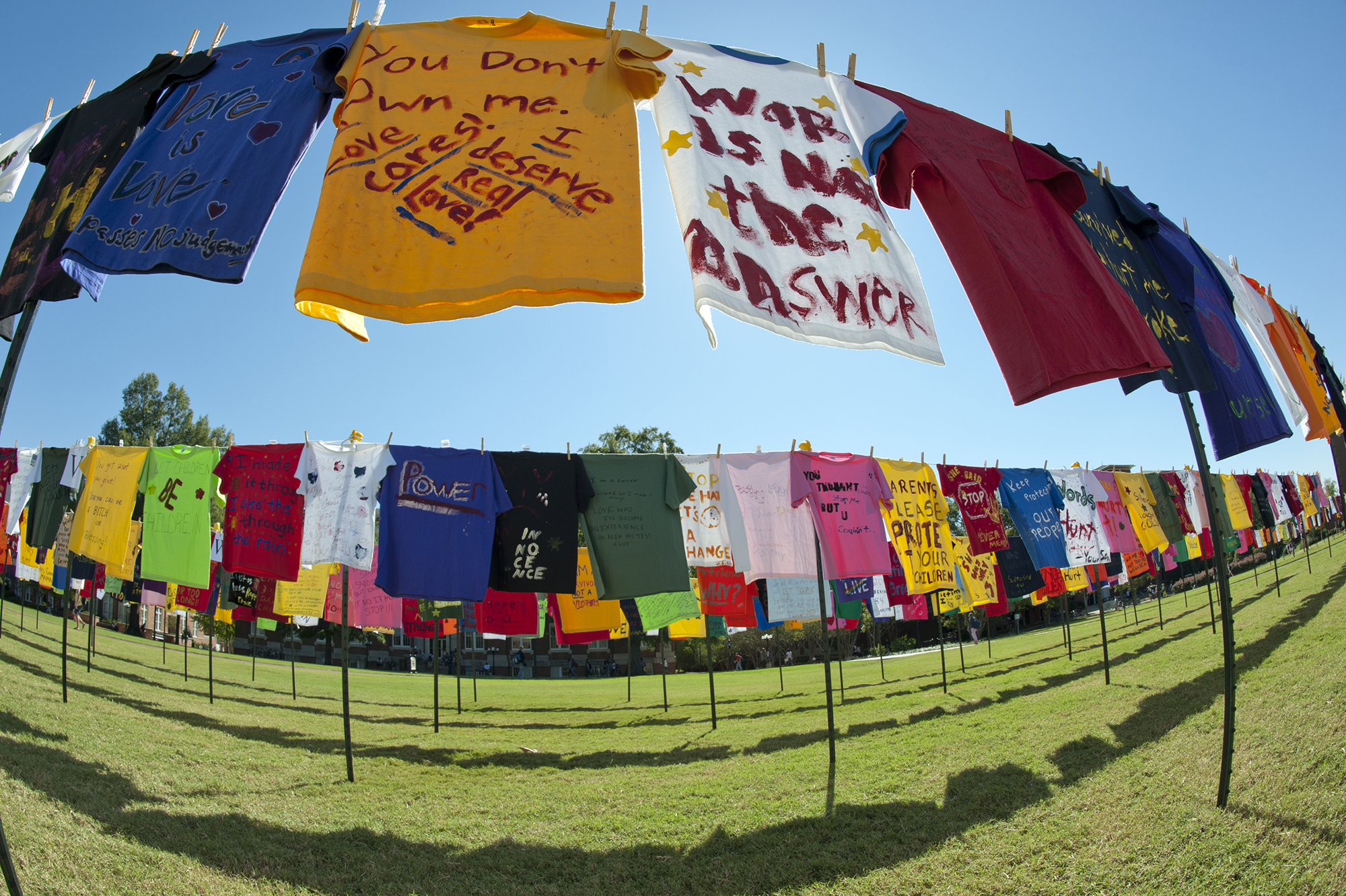 MSU's Clothesline Project takes place Sept. 16-18 on the Drill Field. The multi-colored T-shirt display brings awareness to sexual assault against both women and men.