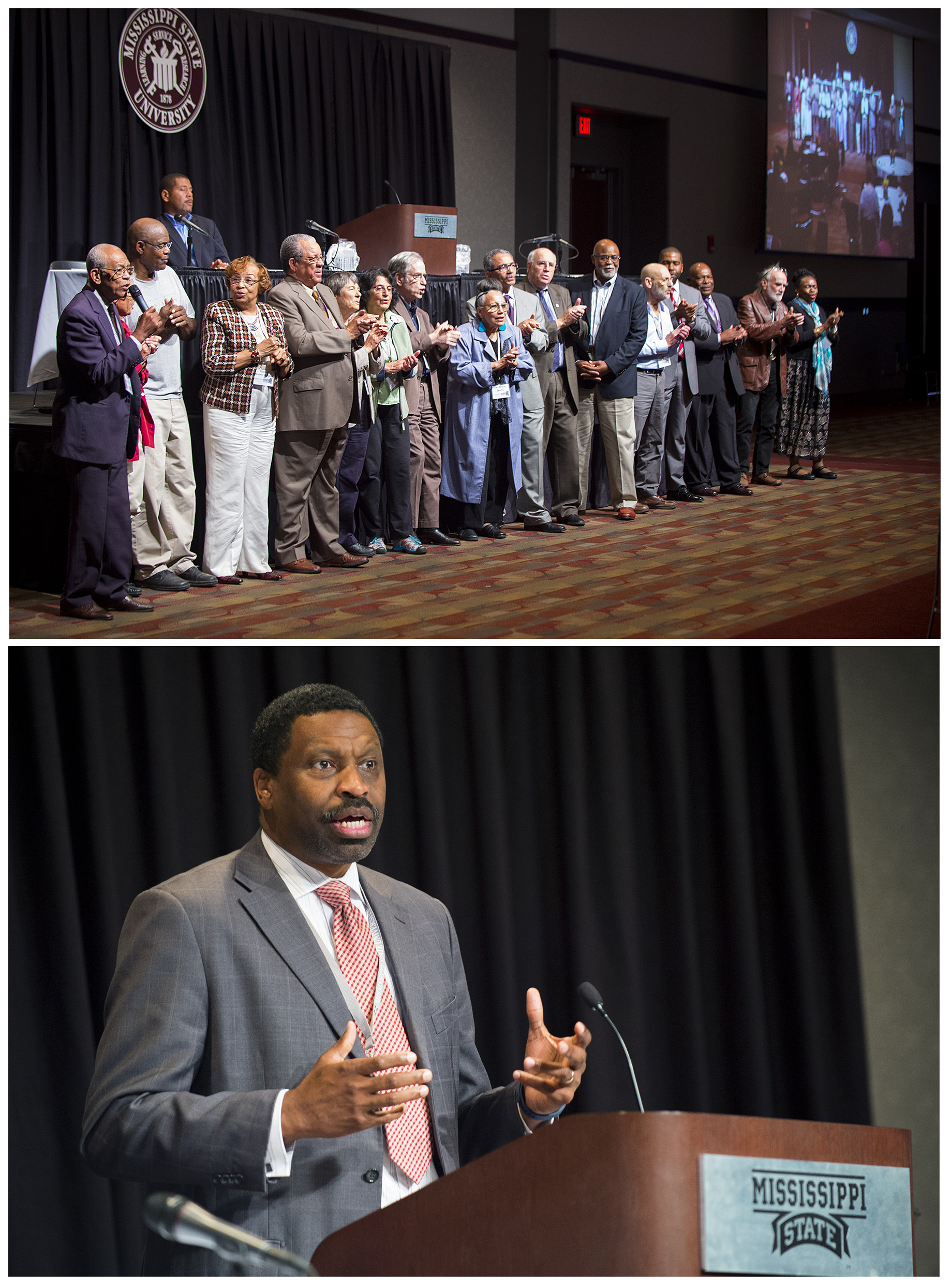 Top: Mississippi State University hosted Freedom Summer activists as part of the celebration of the movement's 50th anniversary at the "Remembering Freedom Summer" conference.<br /><br />
Bottom: Mississippi NAACP President Derrick Johnson emphasized how the lessons of Freedom Summer continue to be relevant even 50 years later. 