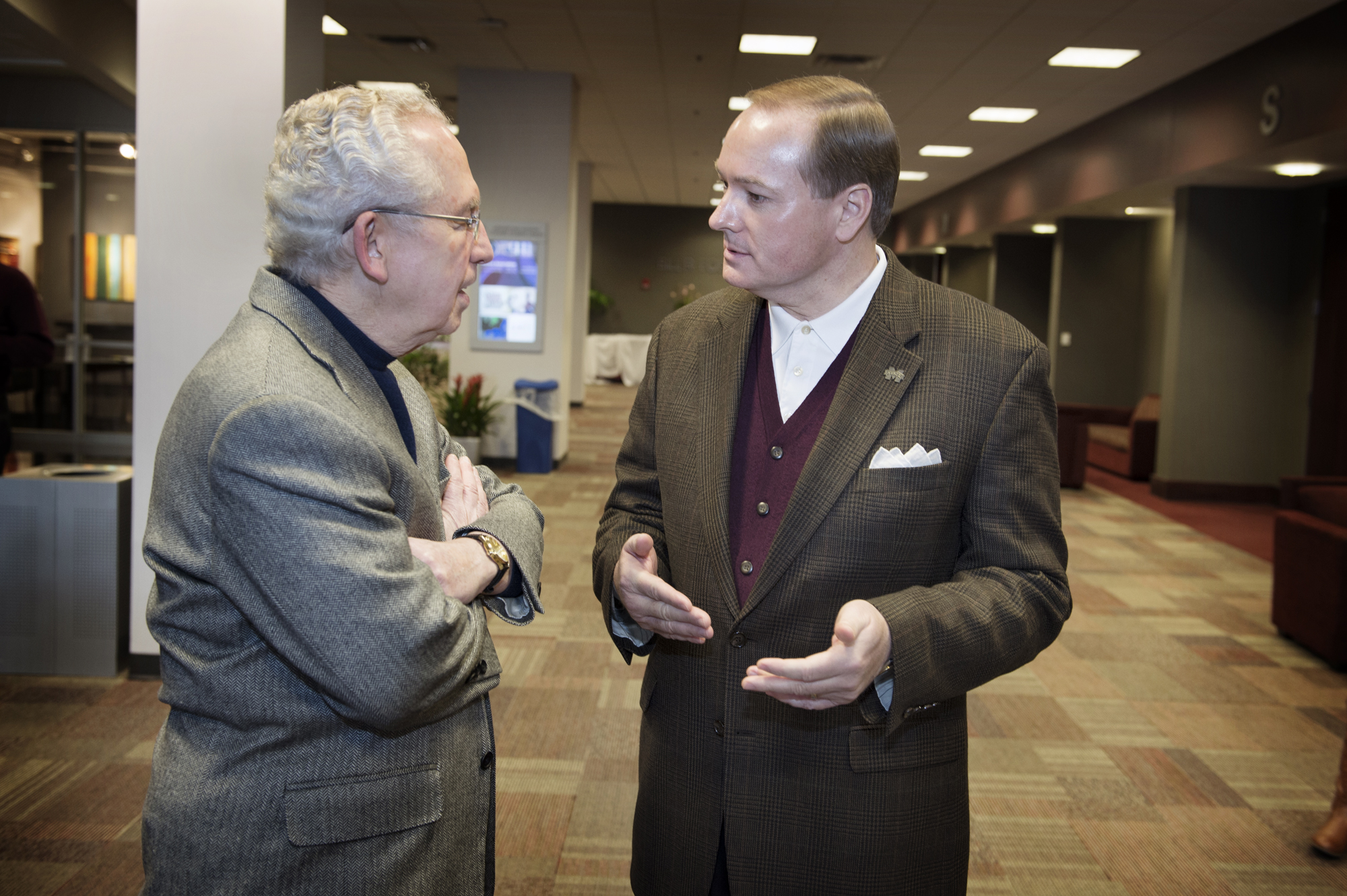 Mississippi State University President Mark E. Keenum, right, with outgoing Southeastern Conference Commissioner Mike Slive, left. Keenum has been named to the search committee charged with choosing Slive's successor.