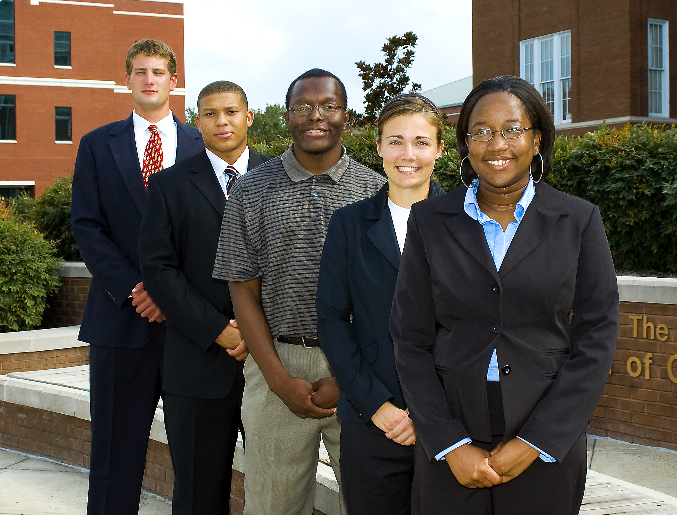 Among MSU students working this week at the Viking Classic are (l-r) Kirk Gatlin, Bradley Horton, Jeremiah Short, Erin Mullen, and Jamila Thompson.