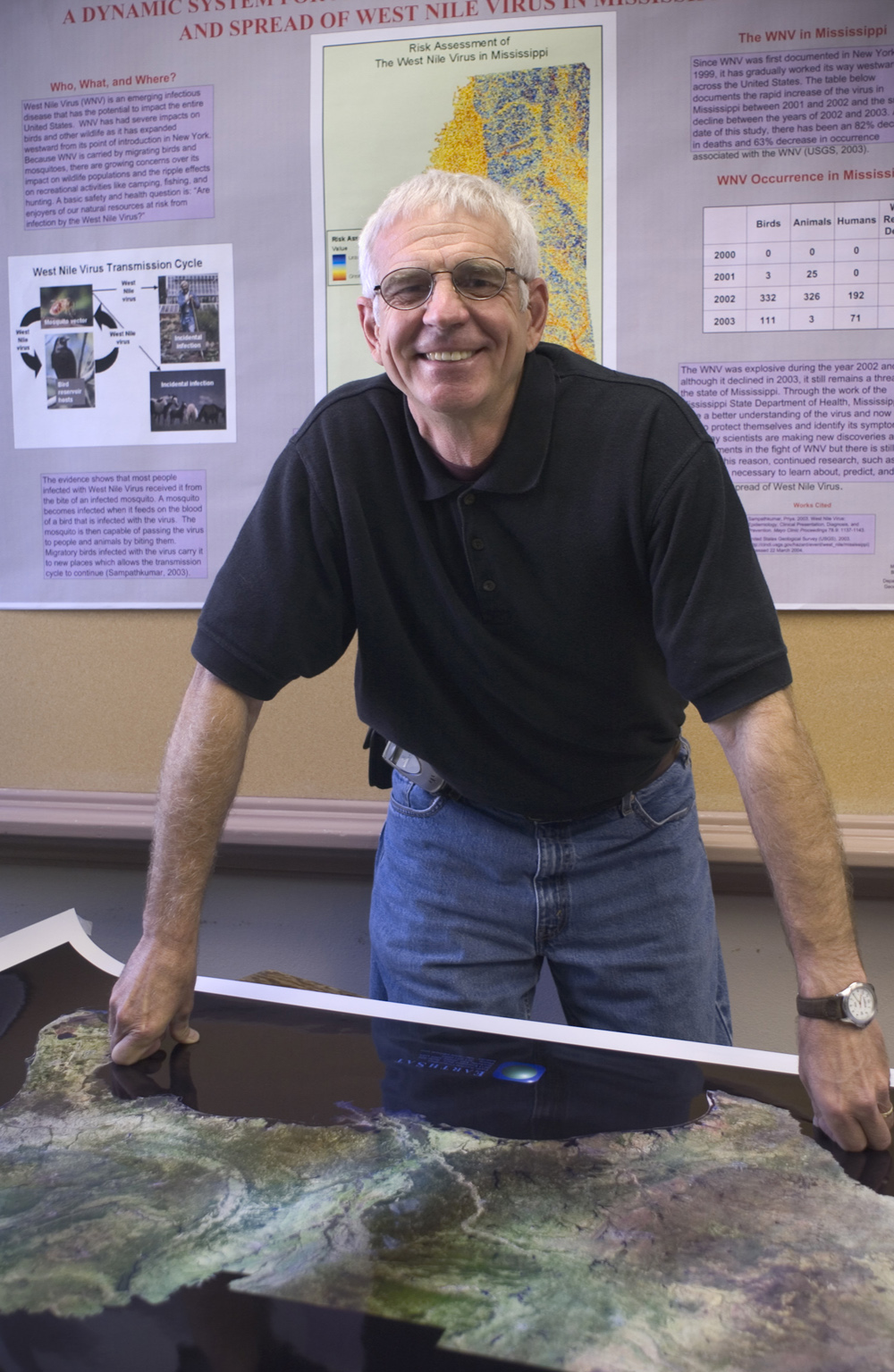 <br /><br />
MSU geosciences professor Bill Cooke is researching the environmental causes of West Nile Virus. 