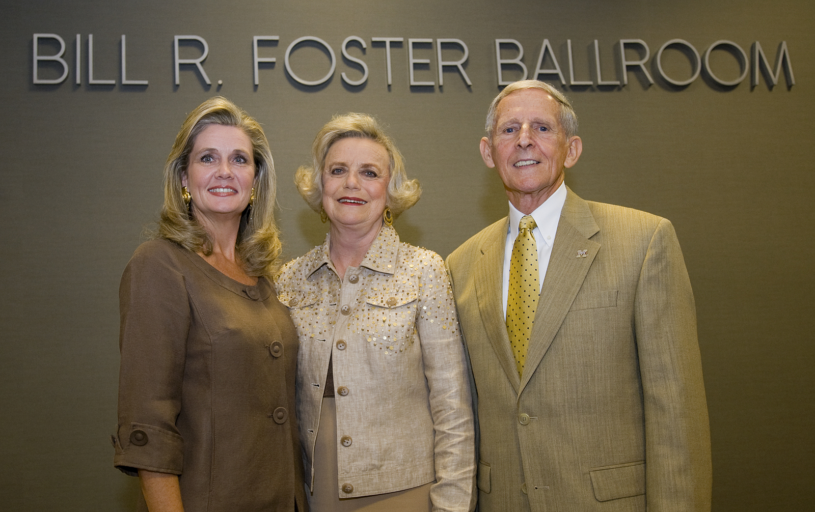 Retired MSU administrator Bill Foster, wife Sara (c) and daughter Kathy at the weekend ceremony naming the Foster Ballroom in the Colvard Student Union.