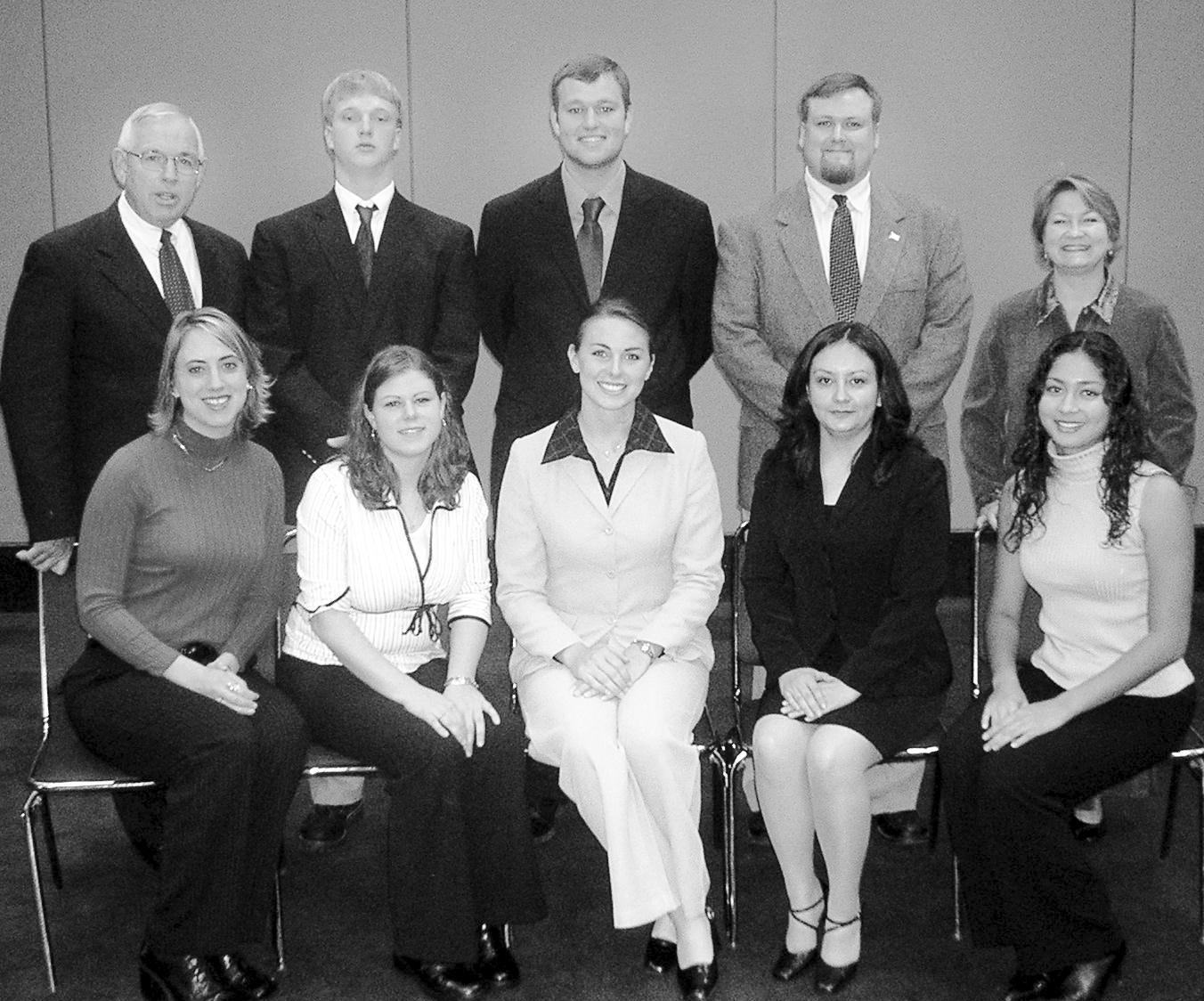 <br /><br />
The award-winning MSU Dairy Products Judging Team includes (seated, l-r)<br /><br />
Michael Tynes, Carrie Swoope, Cheryl Hickman, Lorena Albuja, Mary Edith King, (standing, l-r) Charles White, Justin Larsen, Eric Steer, Neil Bogart, and Julie Wilson.  White and Wilson are team coaches. 