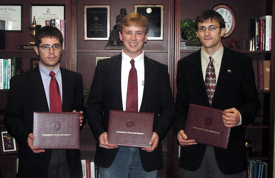 <br /><br />
MSU engineering graduates (l-r)Andrew Stahr, Justin Rucker and Nils Wahlander. 